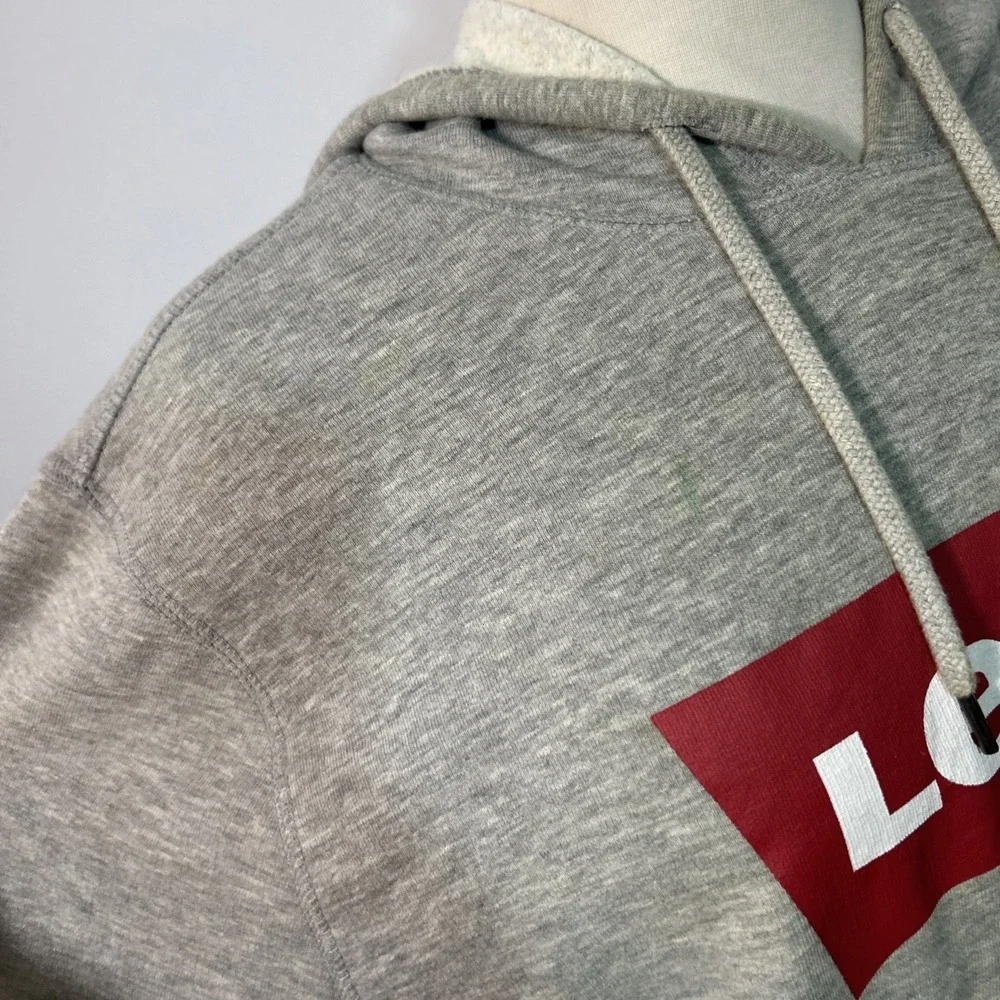 Levis Hoodie Mens L Gray Batwing Logo Fleece Pullover Streetwear Casual‎